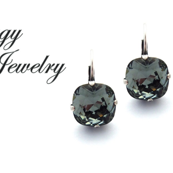 Siggy Jewelry Jewelry - Black Diamond Earrings Made With Swarovski Crystal